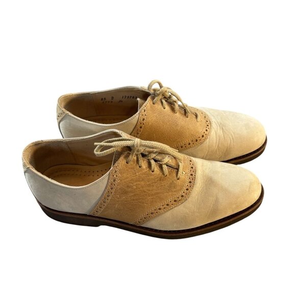 Cole Haan Mens Wingtip Oxfords 8.5D Leather Tan & Beige Lace-Up Dress Shoes - Picture 9 of 9